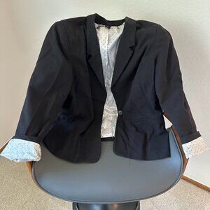 Kenzie Black Women's Blazer Large w/ Polka Dot Silk interior Accent